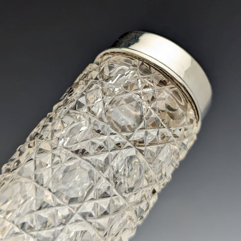 十九世紀末英國古董切割玻璃罐,帶鍍銀蓋